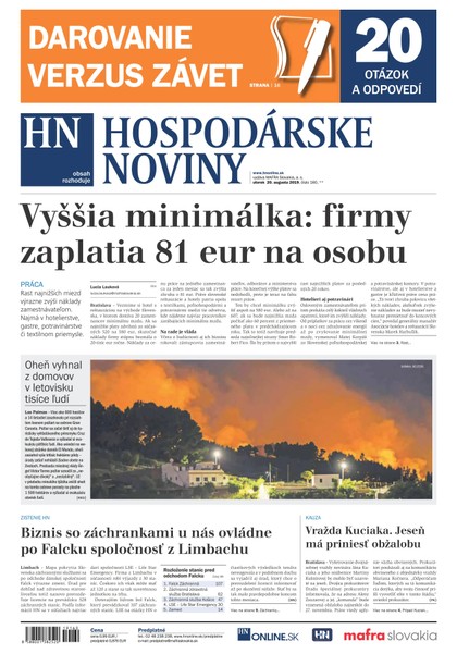 E-magazín Hospodárske noviny 20.08.2019 - MAFRA Slovakia, a.s.