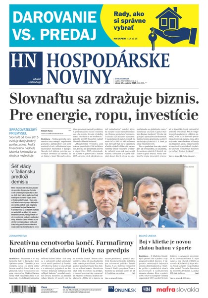 E-magazín Hospodárske noviny 21.08.2019 - MAFRA Slovakia, a.s.