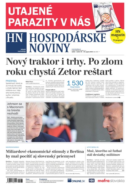 E-magazín Hospodárske noviny 23.08.2019 - MAFRA Slovakia, a.s.