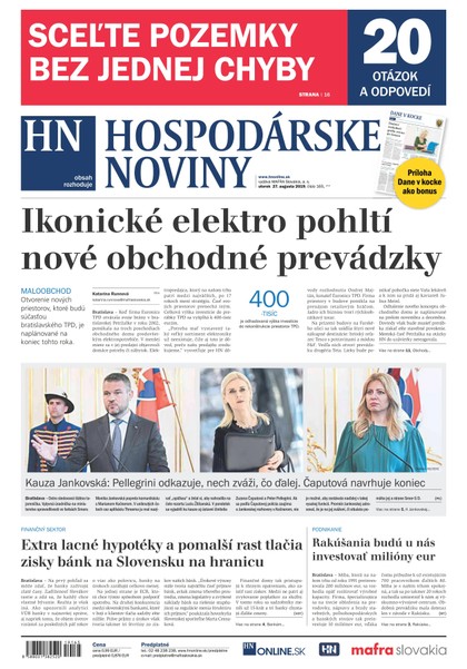 E-magazín Hospodárske noviny 27.08.2019 - MAFRA Slovakia, a.s.