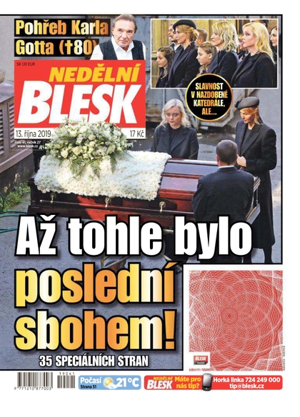 E-magazín Nedělní Blesk - 13.10.2019 - CZECH NEWS CENTER a. s.