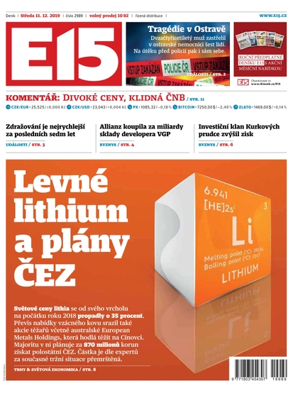 E-magazín E15 - 11.12.2019 - CZECH NEWS CENTER a. s.