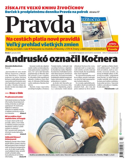 E-magazín Denník Pravda 15. 1. 2020 - OUR MEDIA SR a. s.