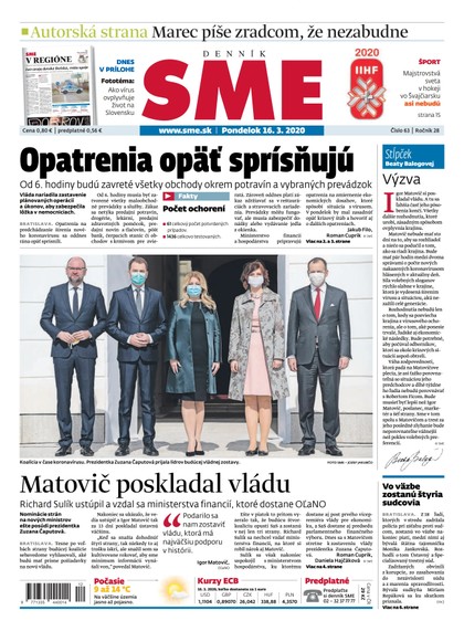 E-magazín SME 16/3/2020 - Petit Press, a.s. 