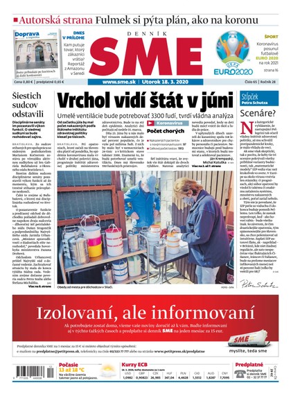 E-magazín SME 18/3/2020 - Petit Press, a.s. 