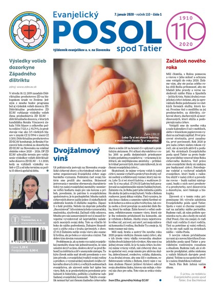 E-magazín Evanjelický POSOL spod Tatier 1-2020 - TRANOSCIUS a.s.
