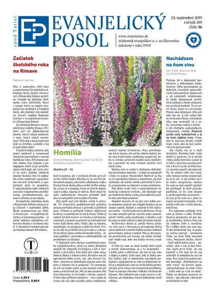 E-magazín Evanjelický POSOL spod Tatier 36/2019 - TRANOSCIUS a.s.