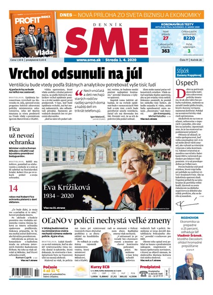E-magazín SME 1/4/2020 - Petit Press, a.s. 