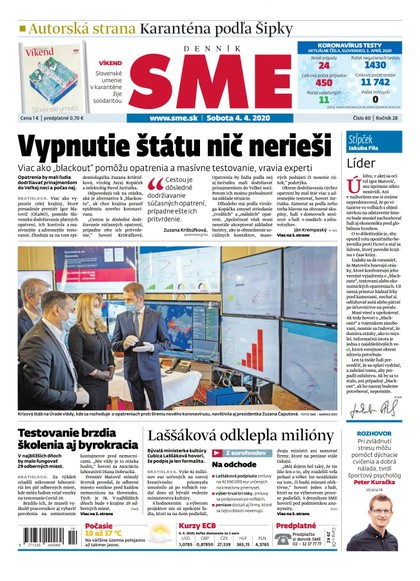 E-magazín SME 4/4/2020 - Petit Press, a.s. 