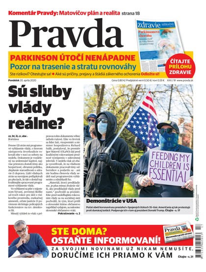 E-magazín Denník Pravda 20. 4. 2020 - OUR MEDIA SR a. s.