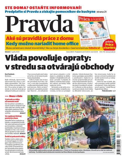 E-magazín Denník Pravda 21. 4. 2020 - OUR MEDIA SR a. s.