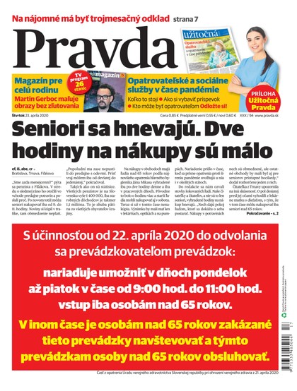 E-magazín Denník Pravda 23. 4. 2020 - OUR MEDIA SR a. s.