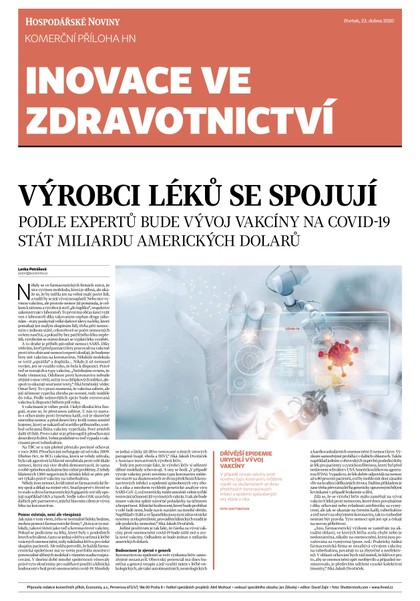 E-magazín HN 079 - 23.4.2020 příloha Inovace ve zdravotnictví - Economia, a.s.
