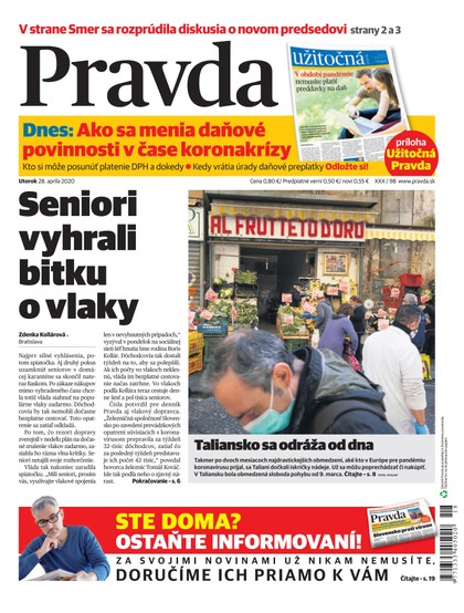 E-magazín Denník Pravda 28. 4. 2020 - OUR MEDIA SR a. s.