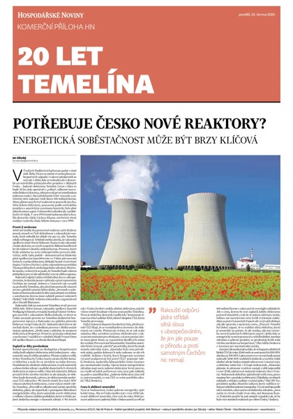 E-magazín HN 119 - 22.6.2020 příloha 20 let Temelína - Economia, a.s.