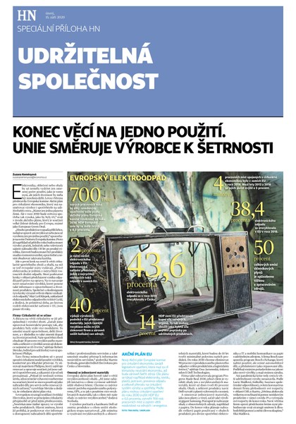 E-magazín HN 179 - 15.9.2020 příloha Udržitelná společnost - Economia, a.s.