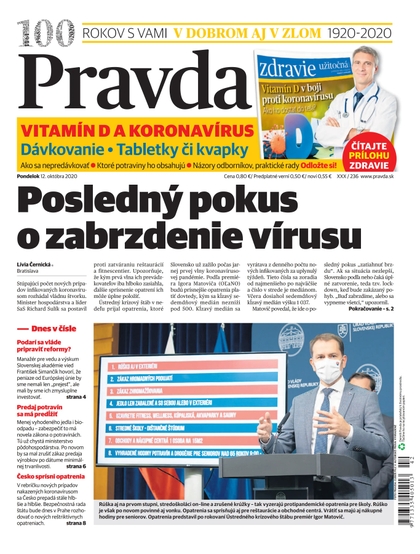 E-magazín Denník Pravda 12. 10. 2020 - OUR MEDIA SR a. s.