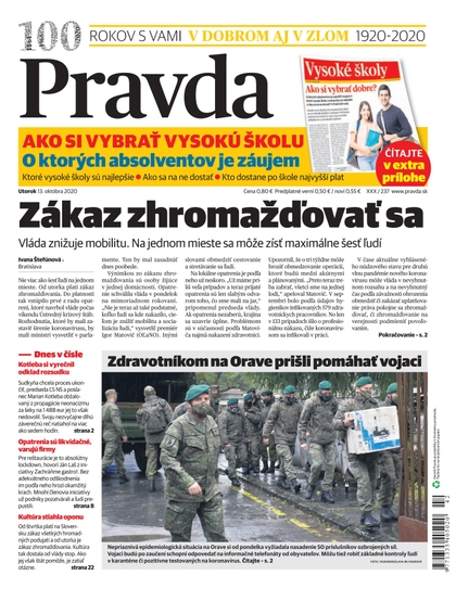E-magazín Denník Pravda 13. 10. 2020 - OUR MEDIA SR a. s.