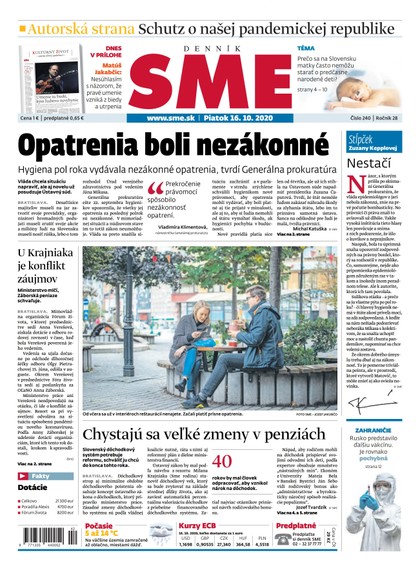 E-magazín SME 16/10/2020 - Petit Press, a.s. 