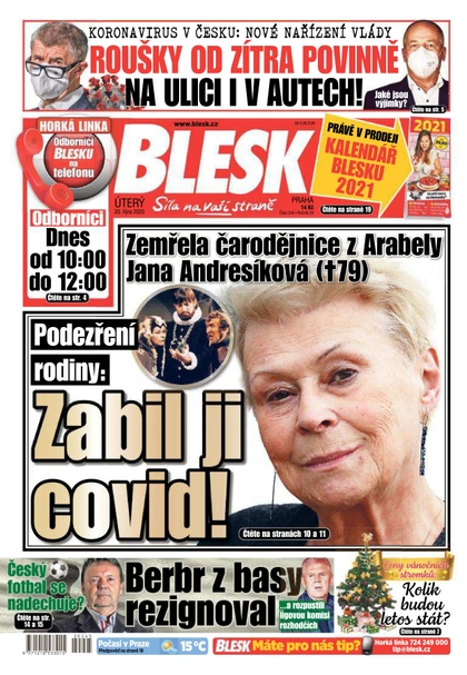 E-magazín Blesk - 20.10.2020 - CZECH NEWS CENTER a. s.