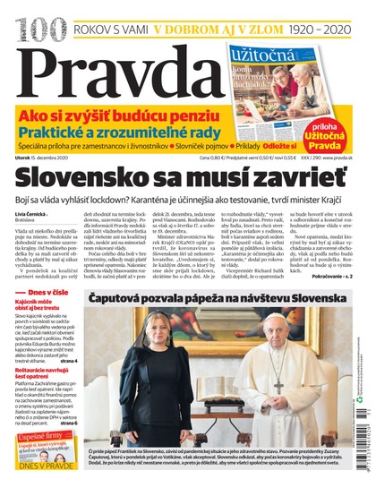 E-magazín Denník Pravda 15. 12. 2020 - OUR MEDIA SR a. s.