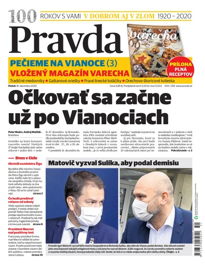 E-magazín Denník Pravda 18. 12. 2020 - OUR MEDIA SR a. s.