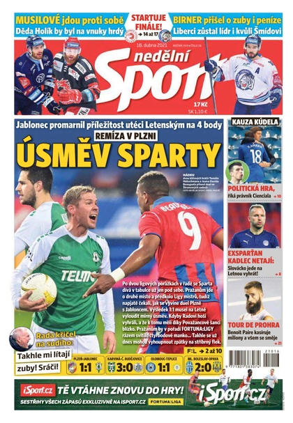 E-magazín Nedělní Sport - 18.4.2021 - CZECH NEWS CENTER a. s.
