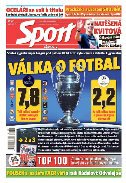 E-magazín Sport - 20.4.2021 - CZECH NEWS CENTER a. s.