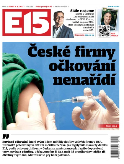E-magazín E15 - 4.8.2021 - CZECH NEWS CENTER a. s.
