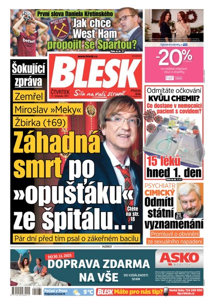 E-magazín Blesk - 11.11.2021 - CZECH NEWS CENTER a. s.