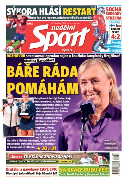 E-magazín Nedělní Sport - 14.11.2021 - CZECH NEWS CENTER a. s.