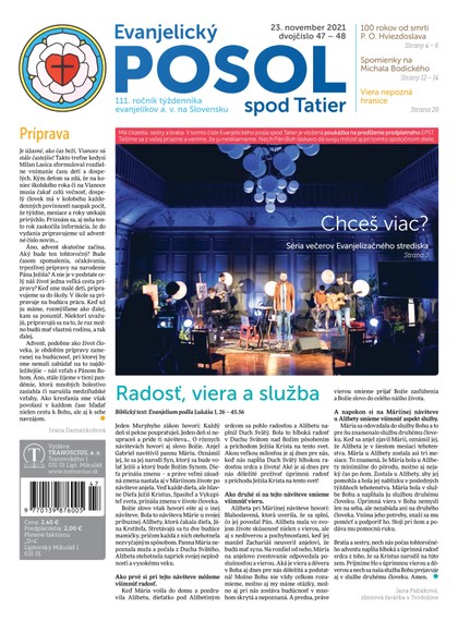 E-magazín Evanjelický POSOL spod Tatier 47-48 - TRANOSCIUS a.s.