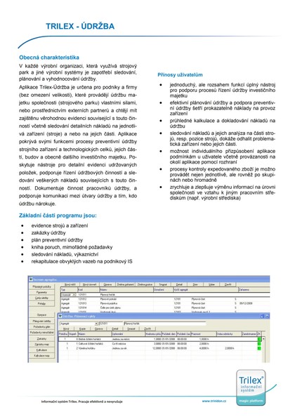 IS Trilex modul Údržba