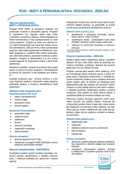 IS Trilex modul Mzdy a Personalistika