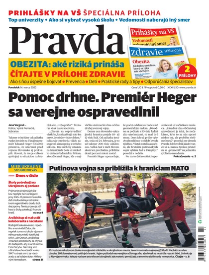 E-magazín Denník Pravda 14. 3. 2022 - OUR MEDIA SR a. s.