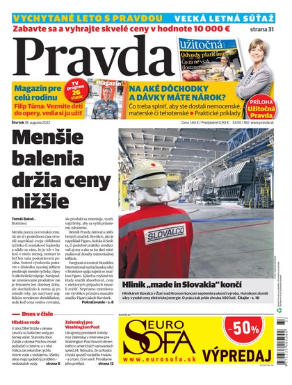 E-magazín Denník Pravda 18. 8. 2022 - OUR MEDIA SR a. s.