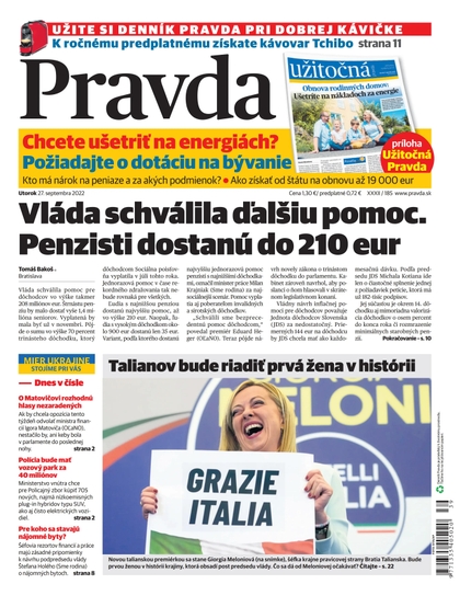 E-magazín Denník Pravda 27. 9. 2022 - OUR MEDIA SR a. s.