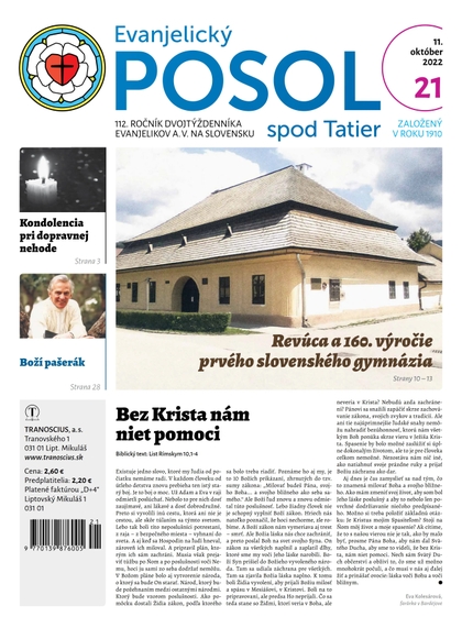 E-magazín Evanjelický POSOL spod Tatier 21-2022 - TRANOSCIUS a.s.