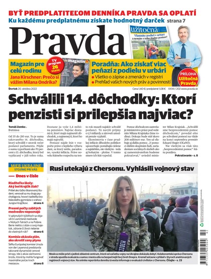 E-magazín Denník Pravda 20. 10. 2022 - OUR MEDIA SR a. s.