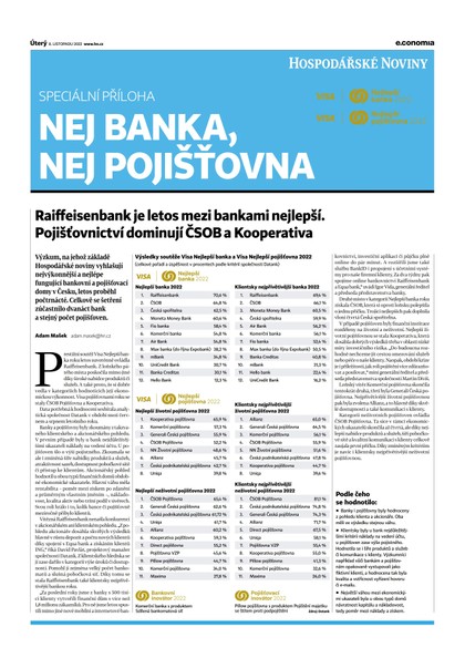 E-magazín HN 216 - 08.11.2022 Nej banka, nej pojišťovna - Economia, a.s.