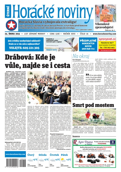 E-magazín Horácké Noviny úterý 24.2.2015 č.16  - Horácké noviny
