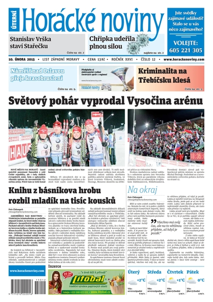 E-magazín Horácké Noviny úterý 10.2.2015 č. 12 - Horácké noviny