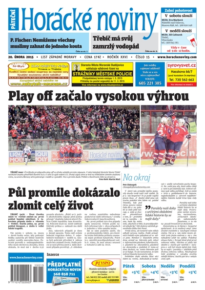 E-magazín Horácké Noviny pátek 20.2.2015 č. 15 - Horácké noviny