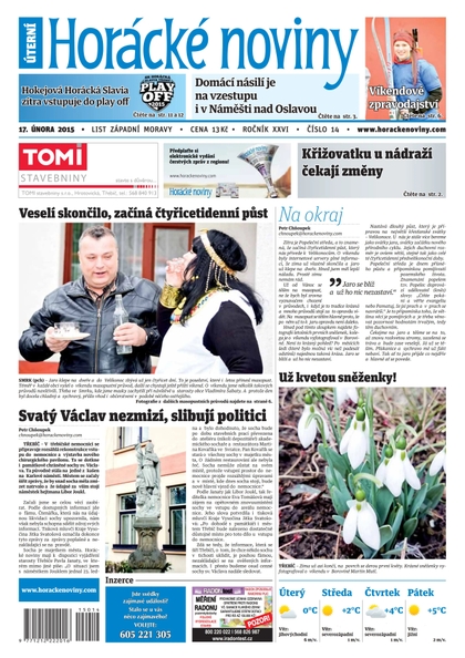 E-magazín Horácké Noviny úterý 17.2.2015 č. 14 - Horácké noviny