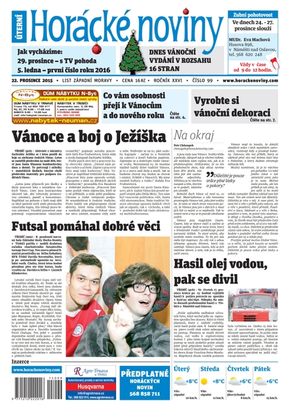 E-magazín Horácké Noviny Úterý 22.12.2015 č.99 - Horácké noviny