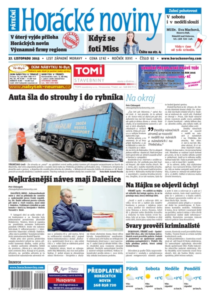 E-magazín Horácké Noviny Pátek 27.11.2015 č. 92 - Horácké noviny