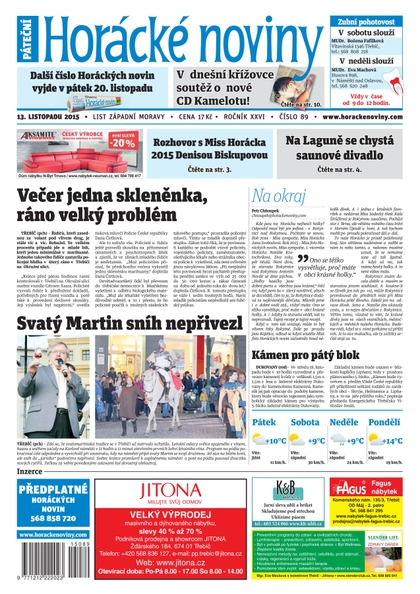 E-magazín Horácké Noviny Pátek 13.11.2015 č. 89 - Horácké noviny