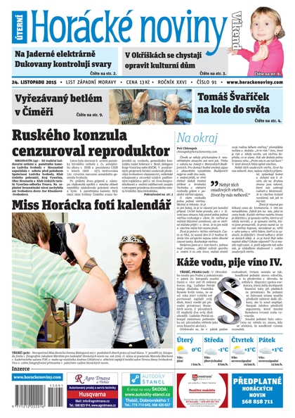 E-magazín Horácké Noviny Úterý 24.11.2015 č. 91 - Horácké noviny