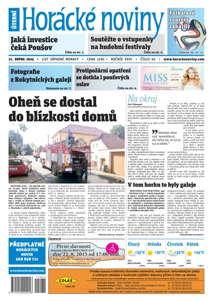 E-magazín Horácké Noviny Úterý 11.8.2015 č. 62 - Horácké noviny