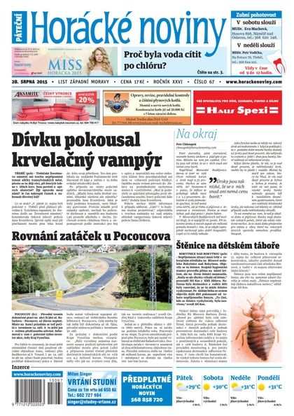 E-magazín Horácké Noviny Pátek 28.8.2015 č. 67 - Horácké noviny